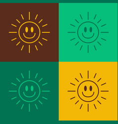 Pop Art Sun Icon Isolated On Color Background