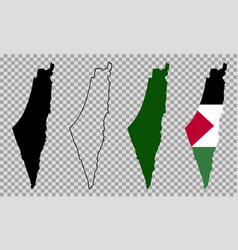 Set Map Flag Of Palestine Isolated On White