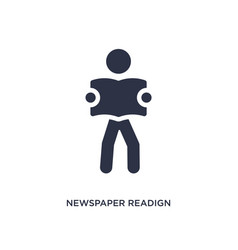 Newspaper Readign Icon On White Background Simple