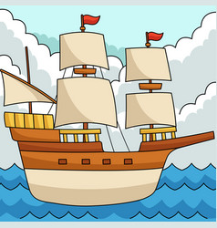 Thanksgiving Pilgrim Boat Cartoon