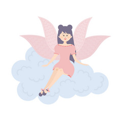 Winged Fairy Princess Sitting On A Cloud