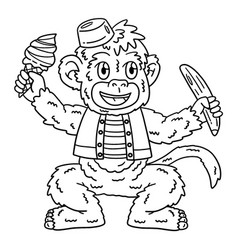 Circus Monkey Isolated Coloring Page For Kids