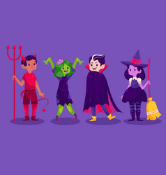 Flat Halloween Kids Collection Costumes Design