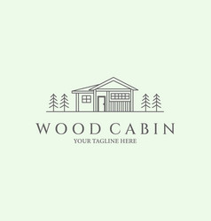 Wood Cabin Forest Line Art Minimalist Logo