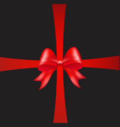 Shiny Red Color Satin Ribbon On Black Background