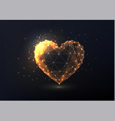 Abstract Gold Heart Made Of Lines Stars Isolated