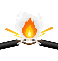 Electric Wire Fire Flame And Sparks Hazard