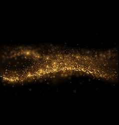 Gold Light Shine Particles On Black Background