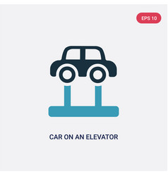 Two Color Car On An Elevator Icon From