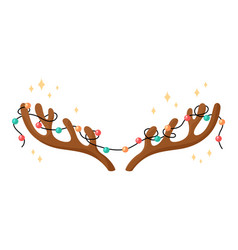 Antlers And Garland Isolated Flat