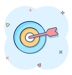 Target Aim Icon In Comic Style Darts Game Cartoon