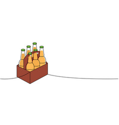 Beer Bottles Set One Line Colored Continuous