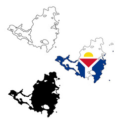 Map Of Saint Martin Island With Flag Outline