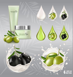 Set Of Black And Green Olives Cosmetics And Spa