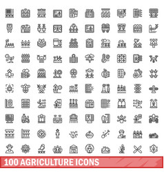 100 Agriculture Icons Set Outline Style