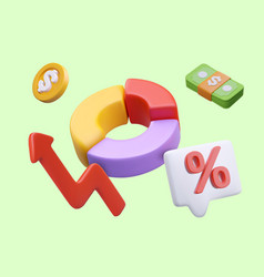 3d Pie Chart Coin Stack Of Banknotes Business