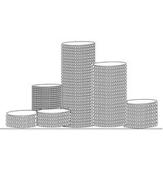 Continuous Line Drawing Stack Of Coins Concept