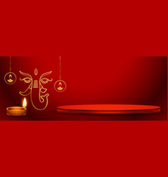 Red Ganesh Chaturthi Festival Background With 3d