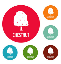 Chestnut Tree Icons Circle Set