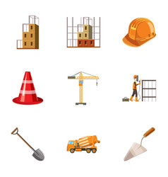 Construction Icons Set Cartoon Style