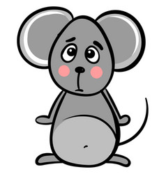 Sad Grey Mouse On A White Background