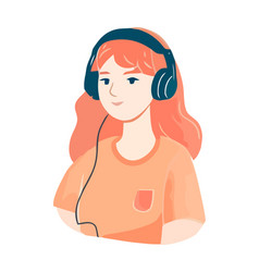 Smiling Women Wearing Headphones Listening To