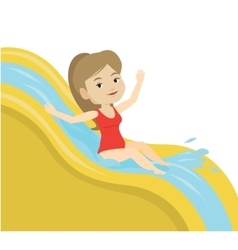 Woman Riding Down Waterslide