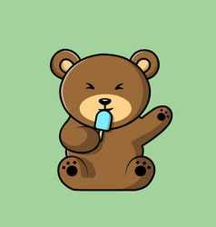 Cute Bear Eating Popsicle Ice Cream