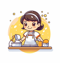 Cute Little Girl Cooking In The Kitchen