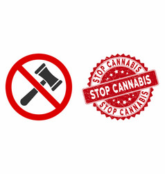 No Bids Icon With Scratched Stop Cannabis Seal