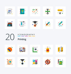 20 Printing Flat Color Icon Pack Like Brochure