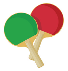 Red And Green Table Tennis Rackets On A White