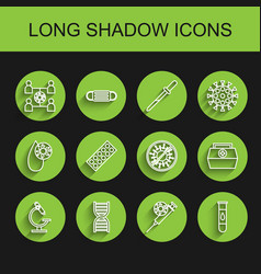 Set Line Microscope Dna Symbol Virus Spread