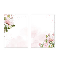 Set Of Card Templates With Watercolor Pink Roses