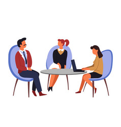 Job Interview Employment Man And Women Table