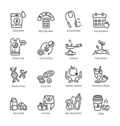 Set Of Nutrition Food Line Style Icons