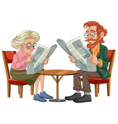 Elderly Couple Enjoying Vintage Chair And