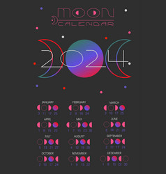 Moon Calendar 2024 Year Cyberpunk Style Hand