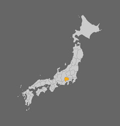 Yamanashi Prefecture Highlight On The Map Of Japan