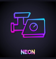 Glowing Neon Line Kitchen Meat Grinder Icon