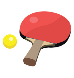 Red Table Tennis Racket And Ball On A White