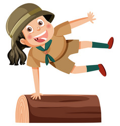 Scout Girl Cartoon Character Dancing