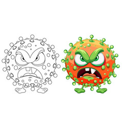 Germ Virus Monster Cartoon Character Coloring Page