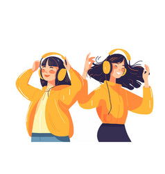 Two Young Women Listening To Music