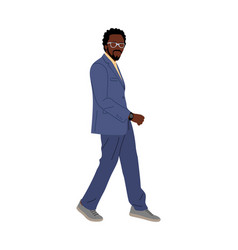 Black Business Man Character Walking Side View