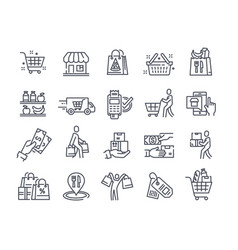 Icons Set For Retail Grocery Restaurant Delivery