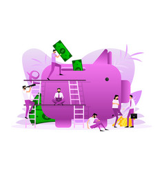 Save Money Piggy With Flat People