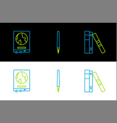 Set Line Office Folders With Papers And Documents