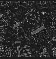 Mechanical Engineering Drawings On Black