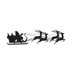 Silhouette Of Santa Claus Is Flying In Sleigh